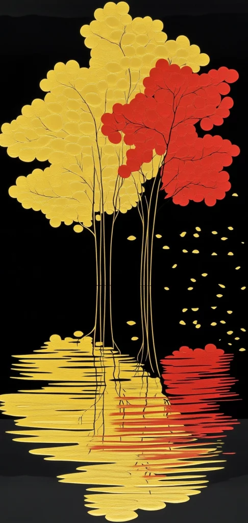 Gold and Red Contrast - Modernism