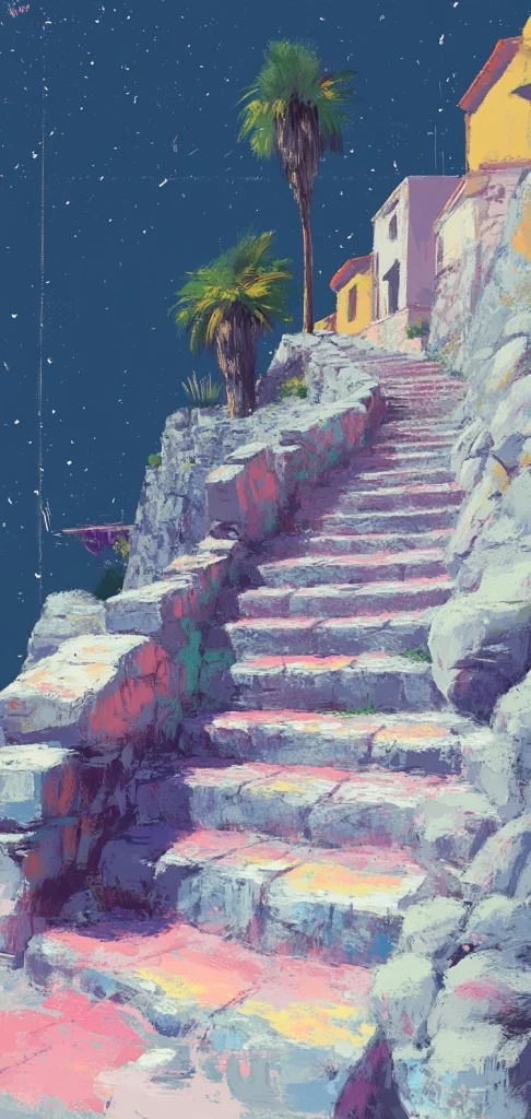 Pastel Coastal Dreamscape - Oil Painting