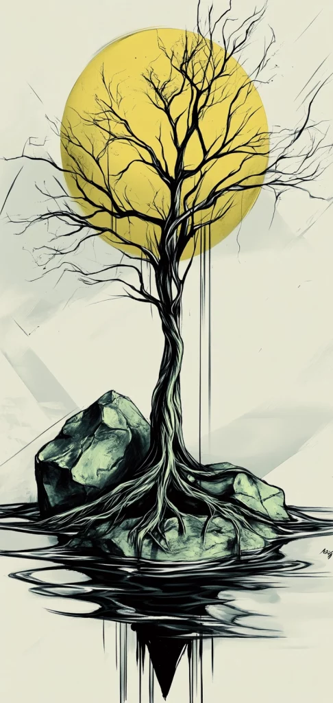 Black White Fusion Art - Ink Painting