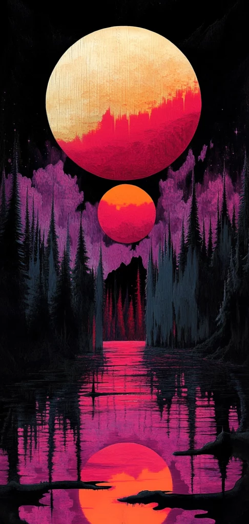 Vibrant Cosmic Contrast - Fluorescent Effect