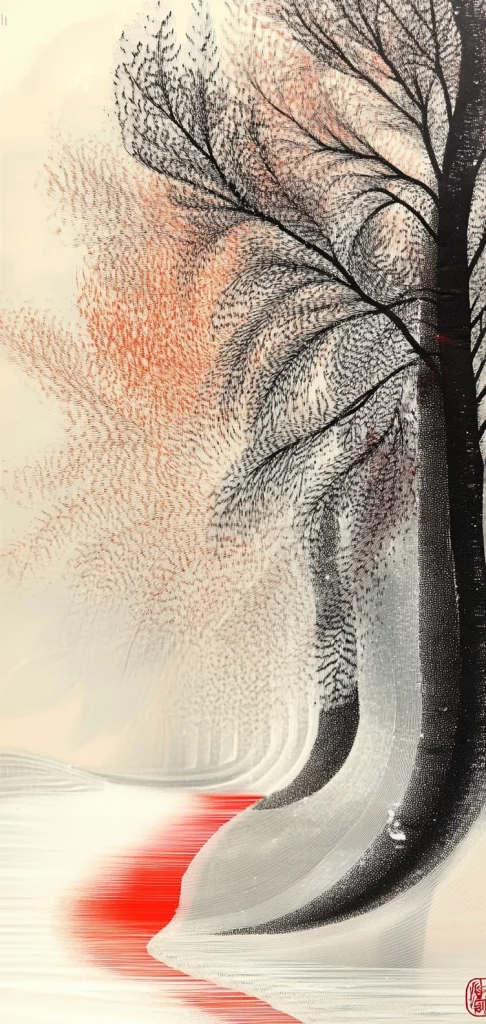 Crimson and Gray Landscapes - Natural