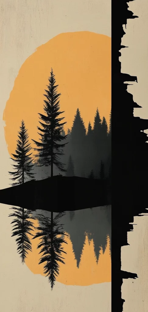 Golden Silhouette Reflection - Silhouette