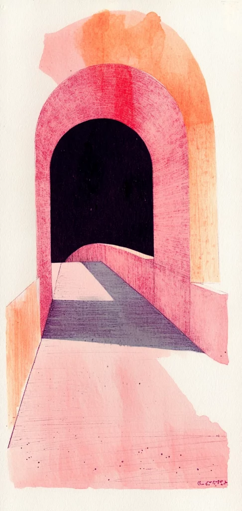 Pink Shadowed Landscape - Surrealism