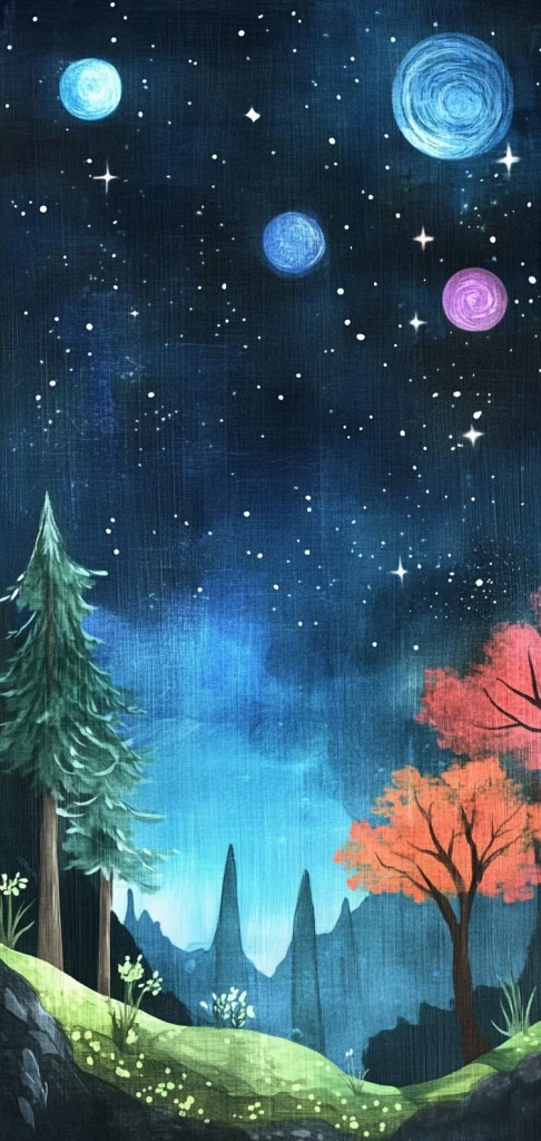 Celestial Glow with Nature Contrast - Illustration