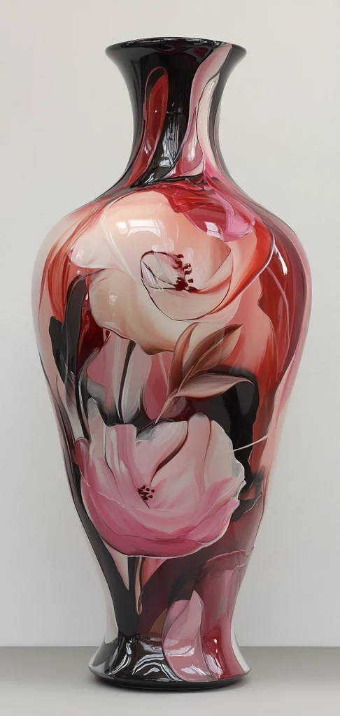 Glossy Black-Red Flow – High Contrast