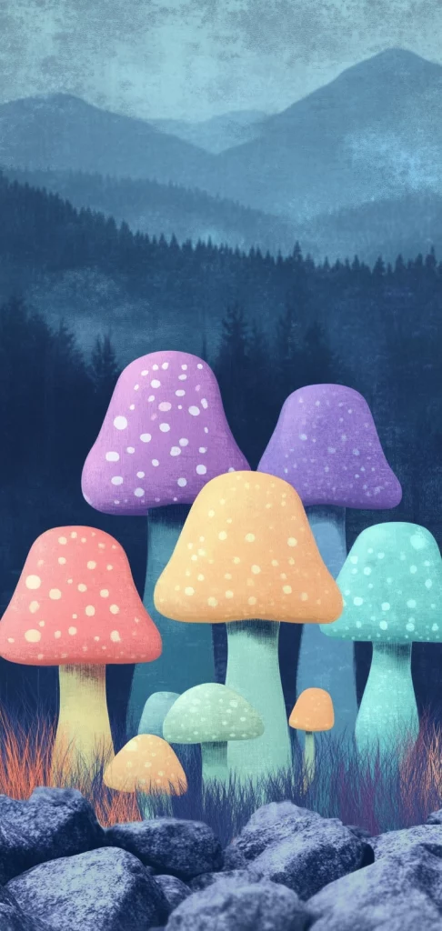 Surreal Nightscapes with Fluorescent Accents - Illustration