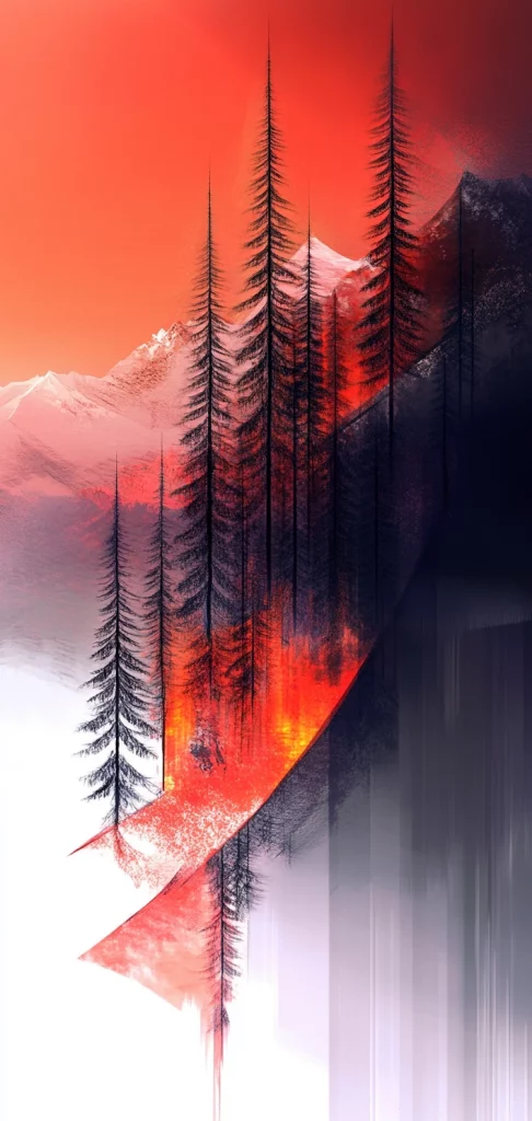 Fiery Gradient Silhouette Illumination - Surrealism