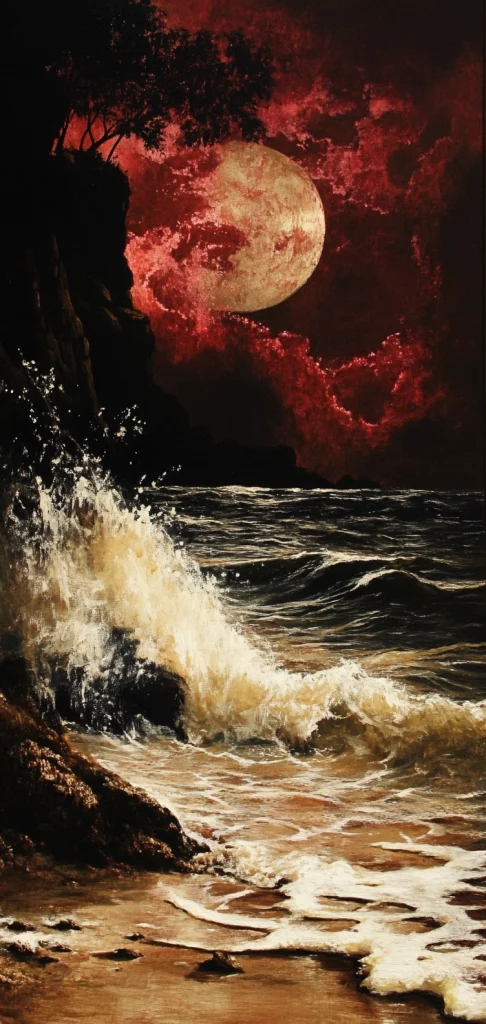 Red Dominant Noir Landscape - High Contrast