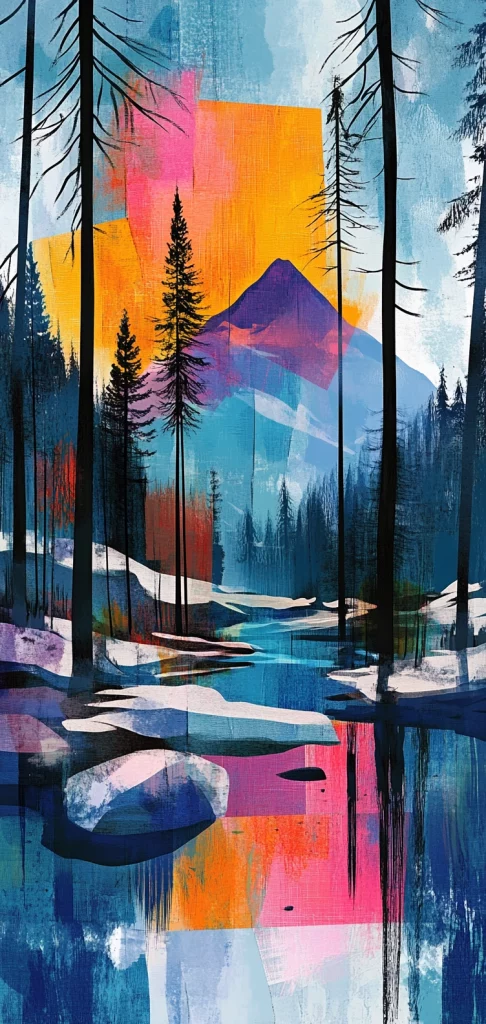 Vivid Geometric Landscape - High Contrast