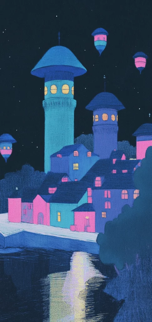 Neon Nightscape Contrast - Vaporwave