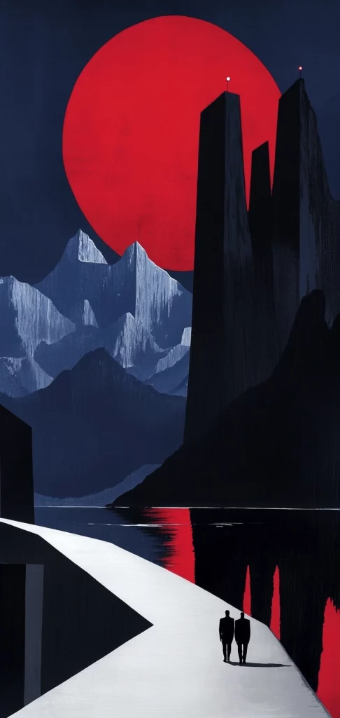 Red and Black Nocturnal Contrast - Modernism