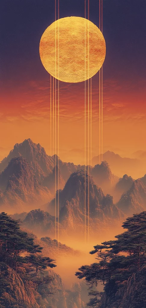 Golden Luminescent Cascade - Surrealism