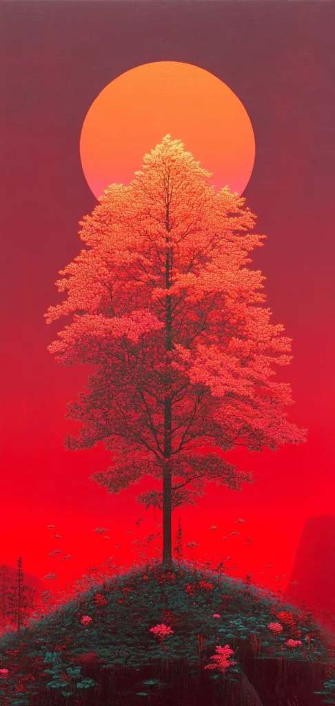 Vibrant Sunset Silhouette - Warm Tone