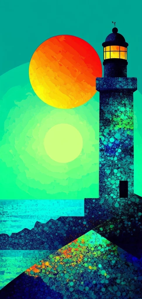 Vibrant Geometric Landscapes - High Contrast