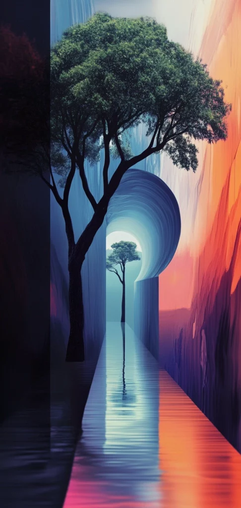 Vibrant Gradient Silhouettes - Cool Tone