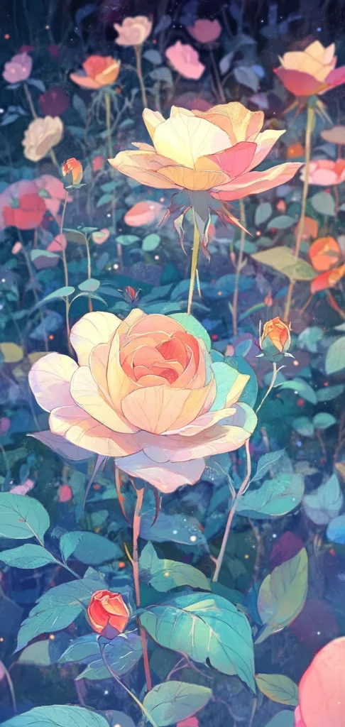 Pastel Floral Enchantment - Fluorescent Effect