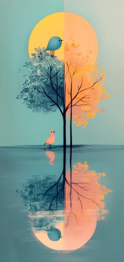 Teal Tone with Golden Accents - Illustration