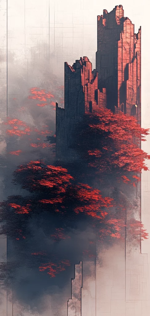 Red Accents on Monochrome - Surrealism