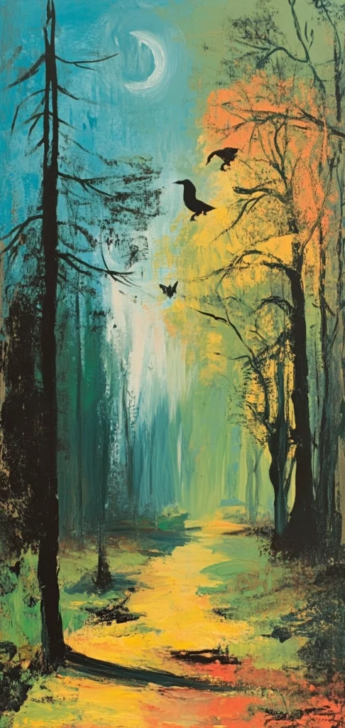 Vibrant Natural Landscape Brushstrokes - Illustration