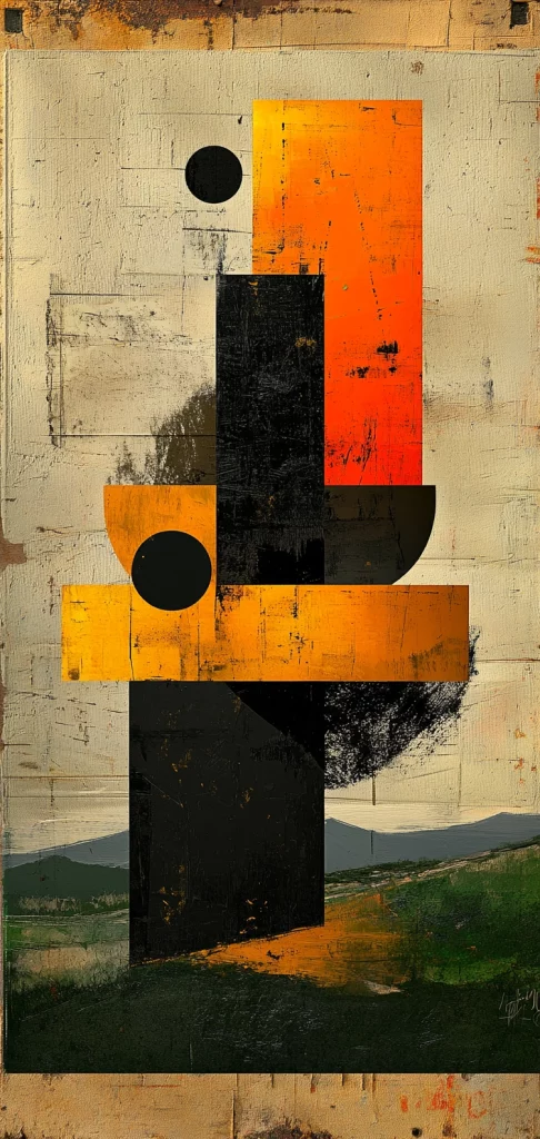 Textured Orange Geometry - Modernism