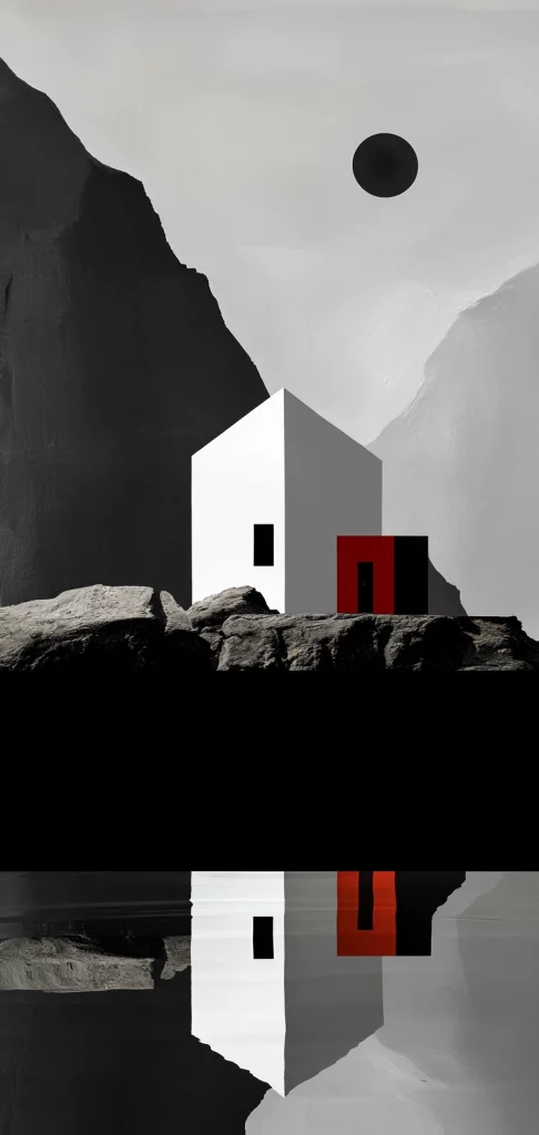 Minimalist Monochrome with Red - Minimalism