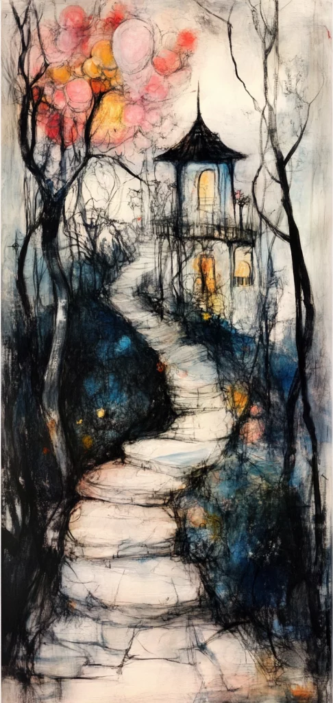 Dark Ethereal Paths - Ink Painting