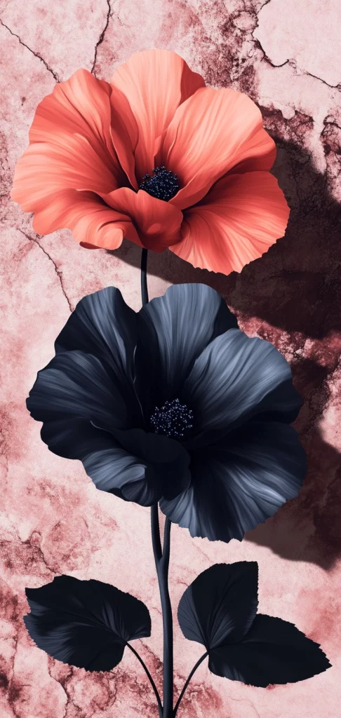 Monochrome with Coral Highlights - Illustration