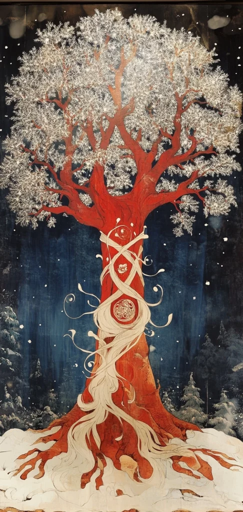 Textured Red and Blue Landscapes - Illustration