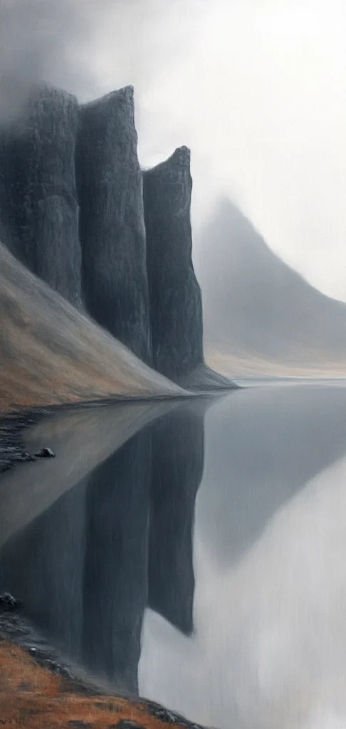 Sepia Landscapes with Reflection - Oil Painting