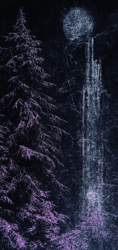 Dark Neon Textured Landscape - High Contrast