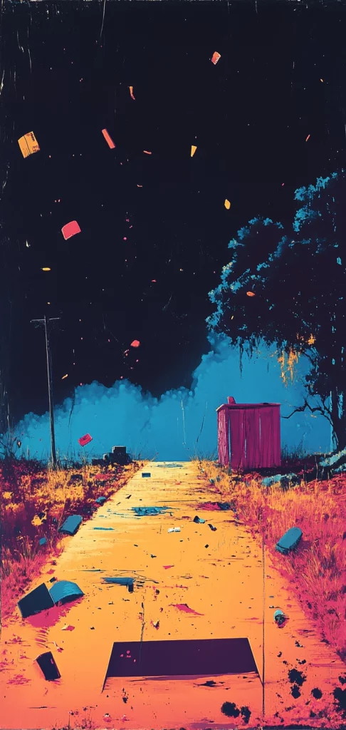 Cosmic Glow Urban Landscape - Digital Art