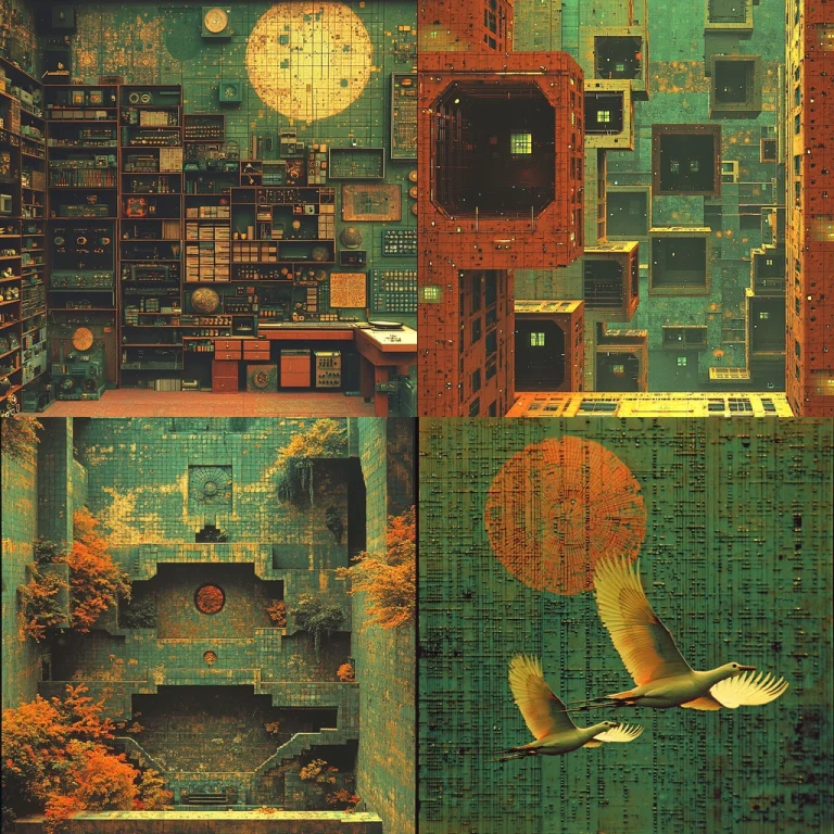 Vintage Geometric Collage - Midjourney style sref code