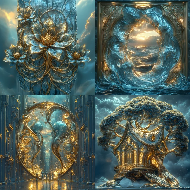 Gold and Blue Majestic Lighting - Midjourney style sref code