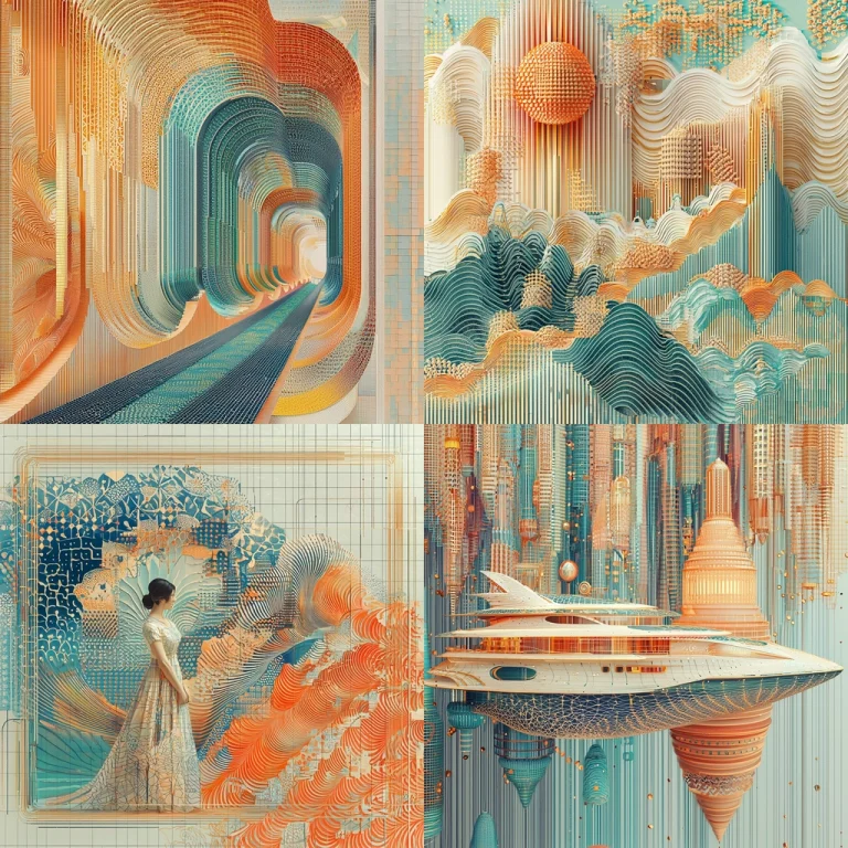 Curved Line Geometry with Soft Hues - Midjourney style sref code