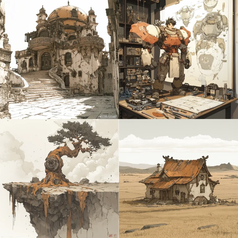 Sepia Architectural Illustration - Midjourney style sref code