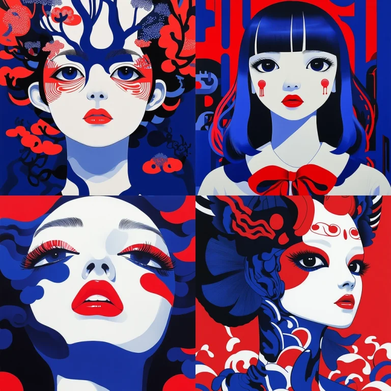 Bold Red and Blue Contrast - Midjourney style sref code