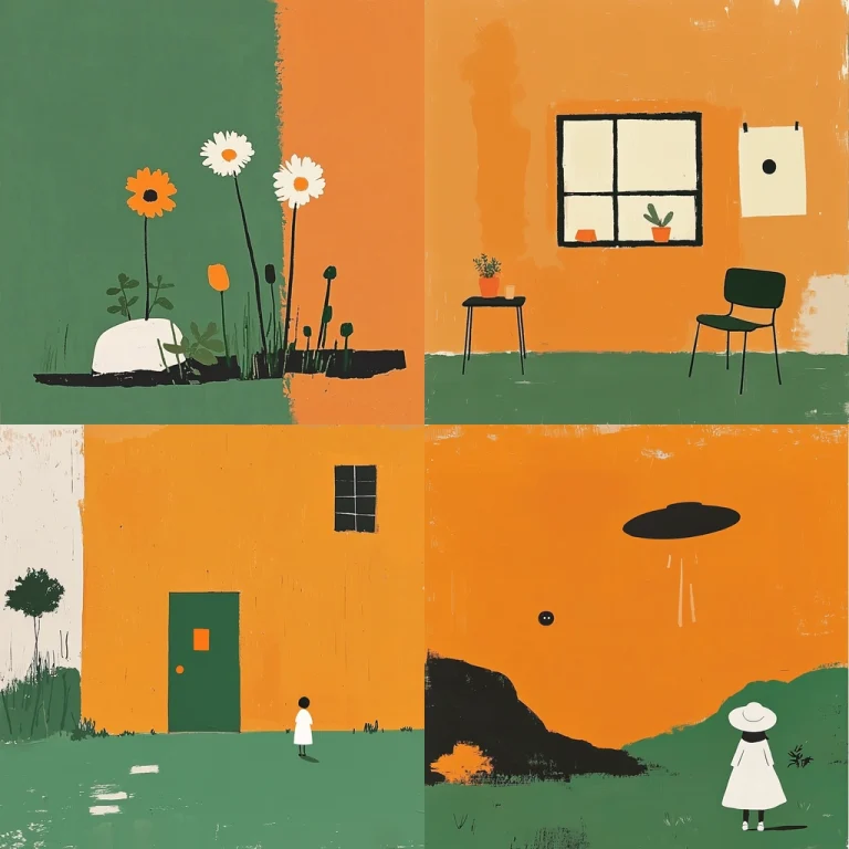 Flat Color Blocks with Minimalist Detail - Midjourney style sref code