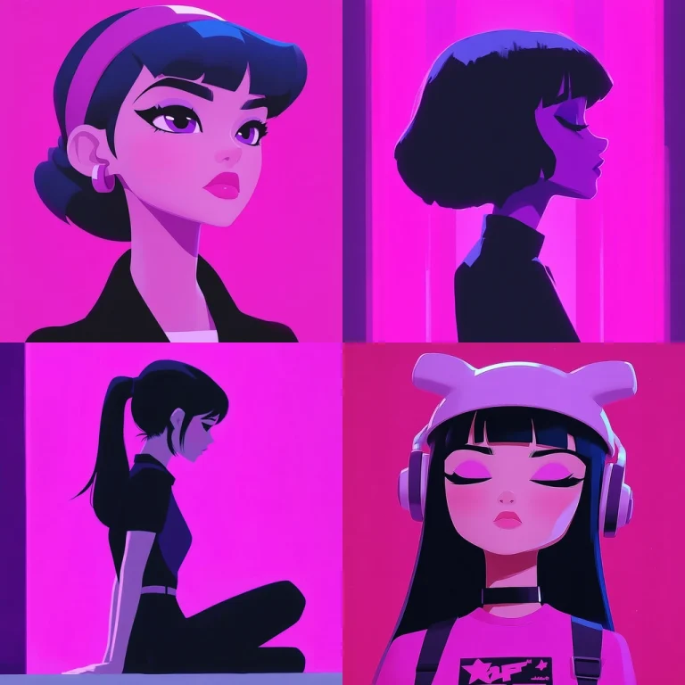 Neon Silhouette Characters - Midjourney style sref code