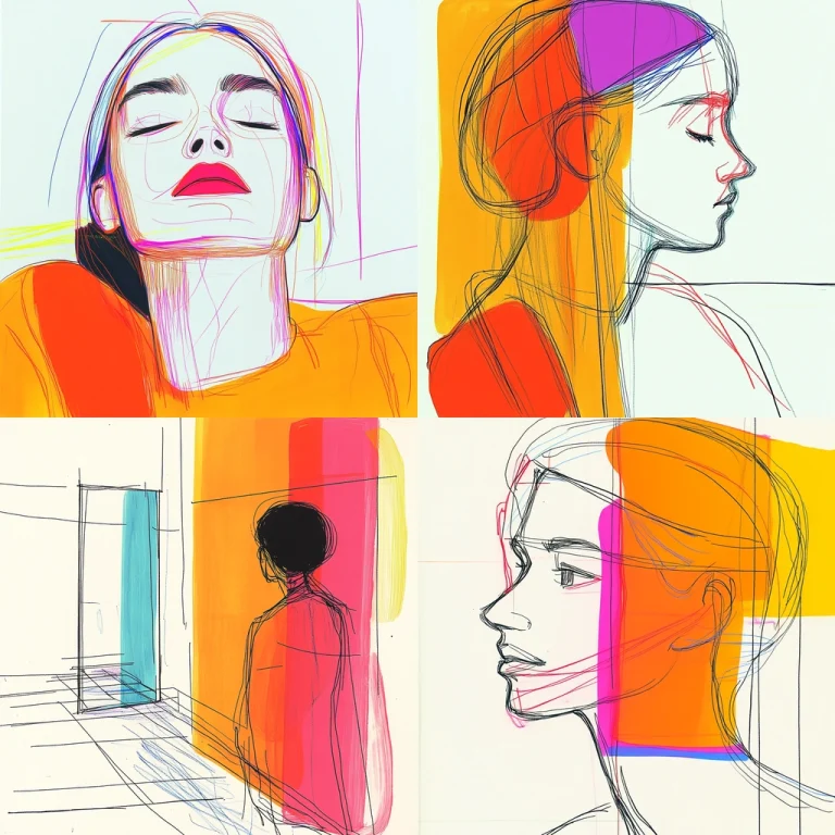 Bright Minimalism with Sketch Lines - Midjourney style sref code