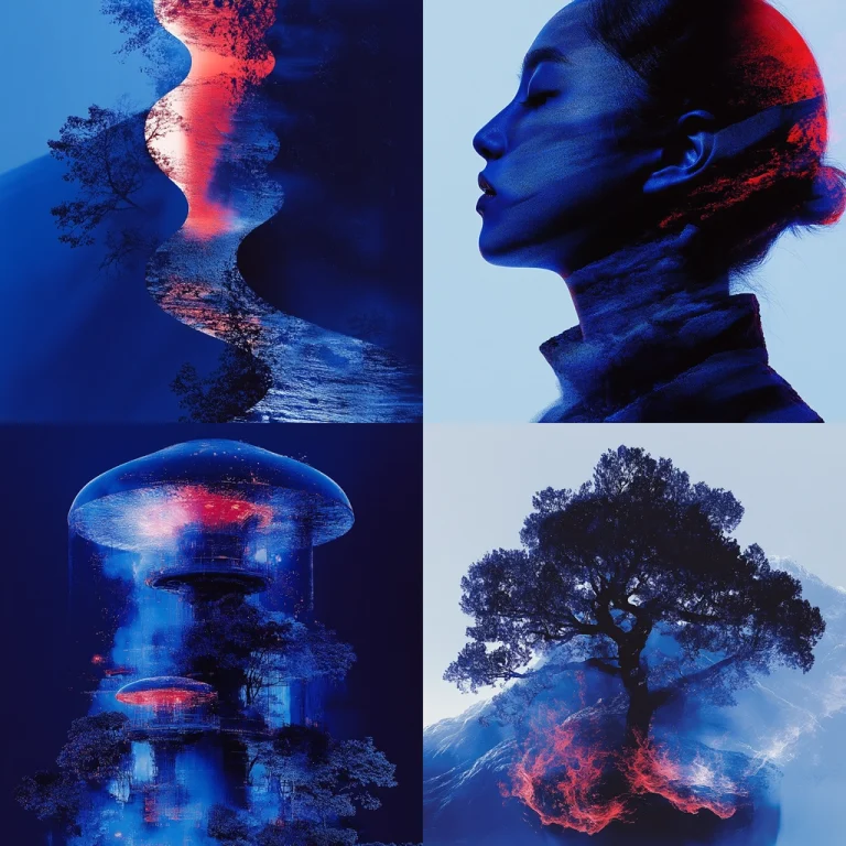 Vivid Neon Lighting with Dark Blue - Midjourney style sref code