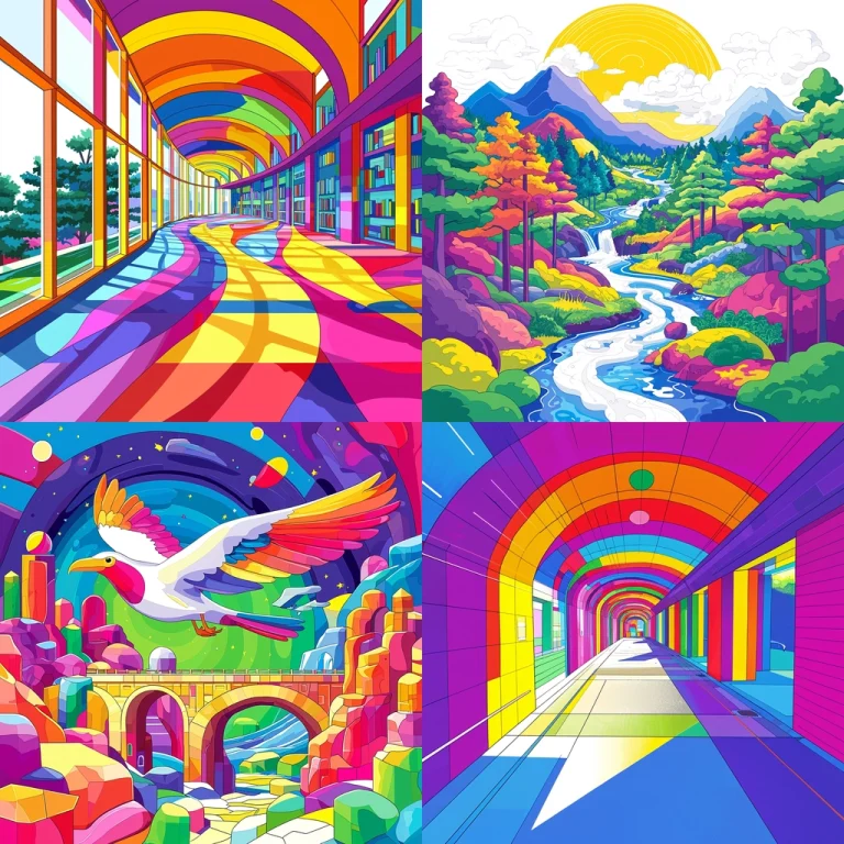 Vivid Color Geometric Scenes - Midjourney style sref code