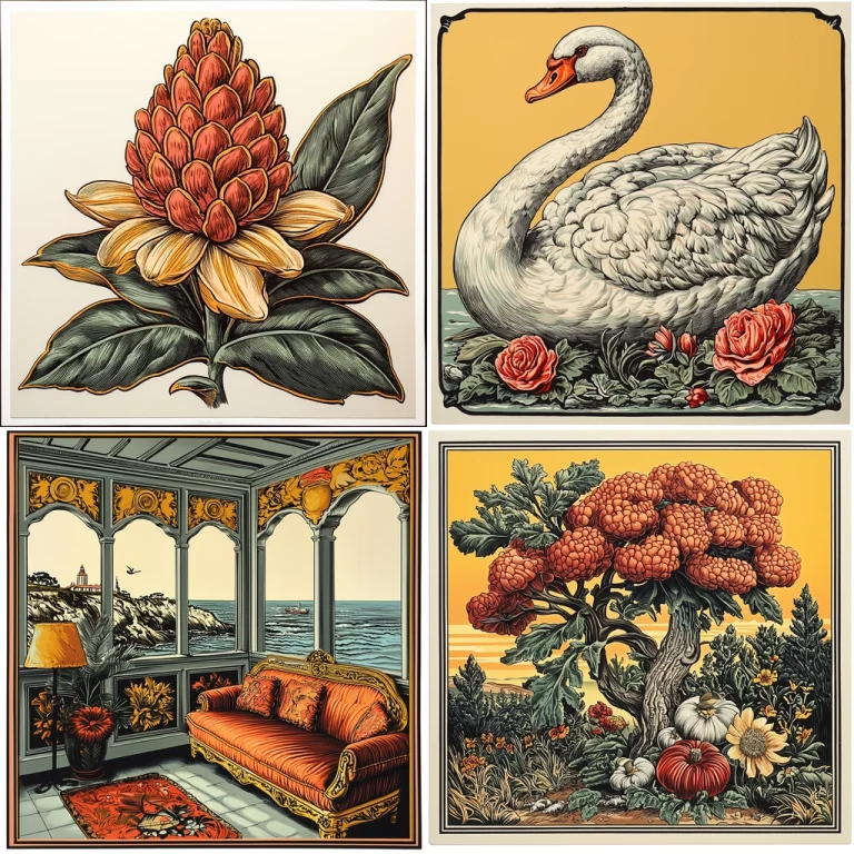 Bold Line Illustration with Warm Accents - Midjourney style sref code