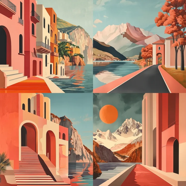 Warm Minimalist Landscape Rendering - Midjourney style sref code