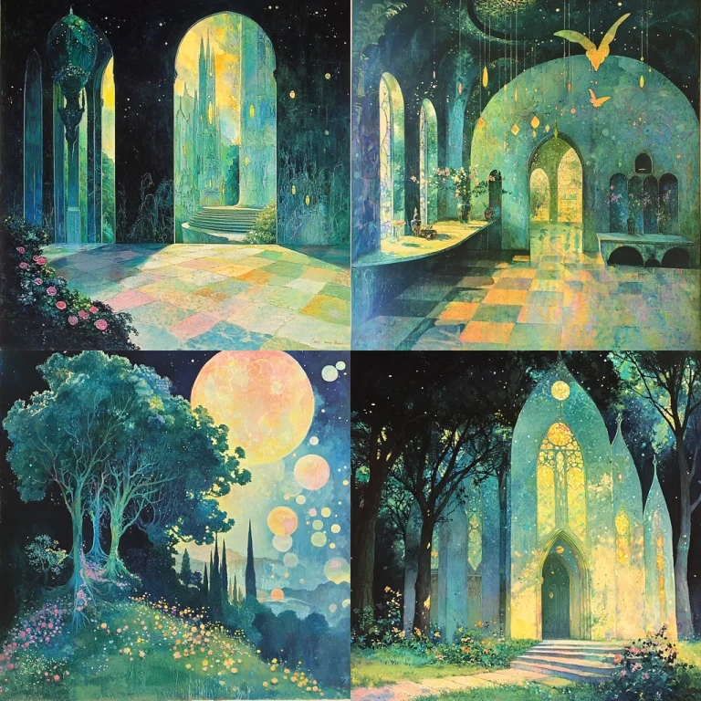 Illuminated Architectural Fantasy - Midjourney style sref code