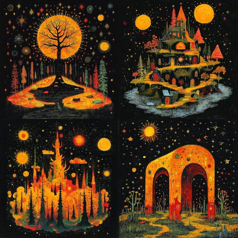 Fiery Starry Whimsical Night - Midjourney style sref code