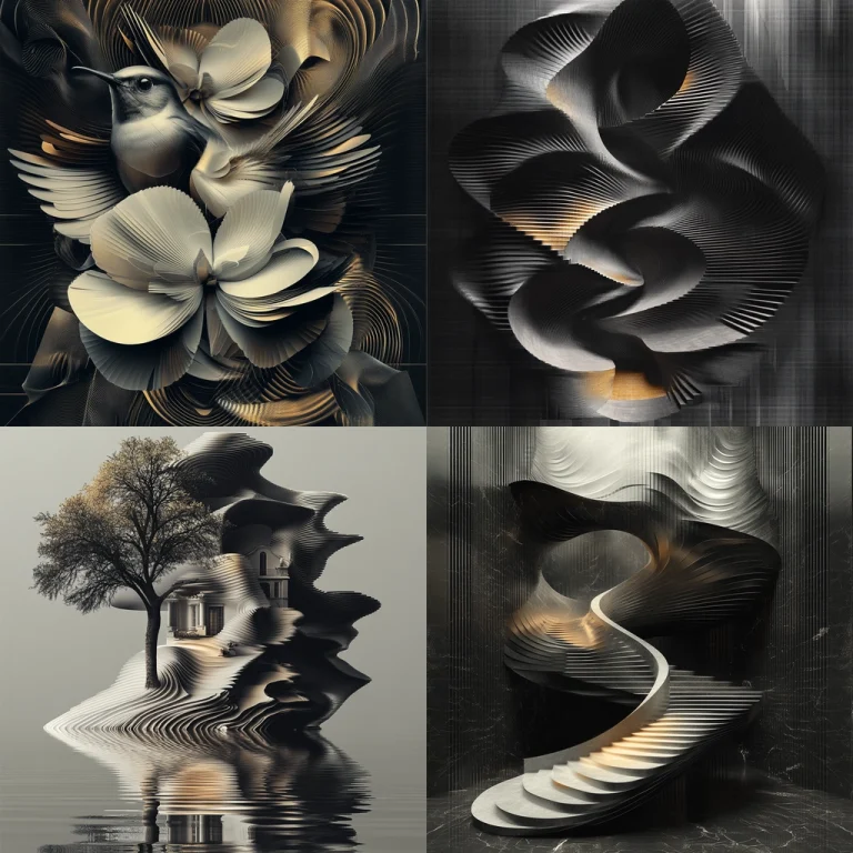 Undulating Monochrome Elegance - Midjourney style sref code