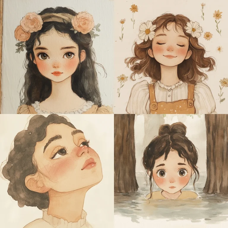 Floral Pastel Watercolor Portrait - Midjourney style sref code