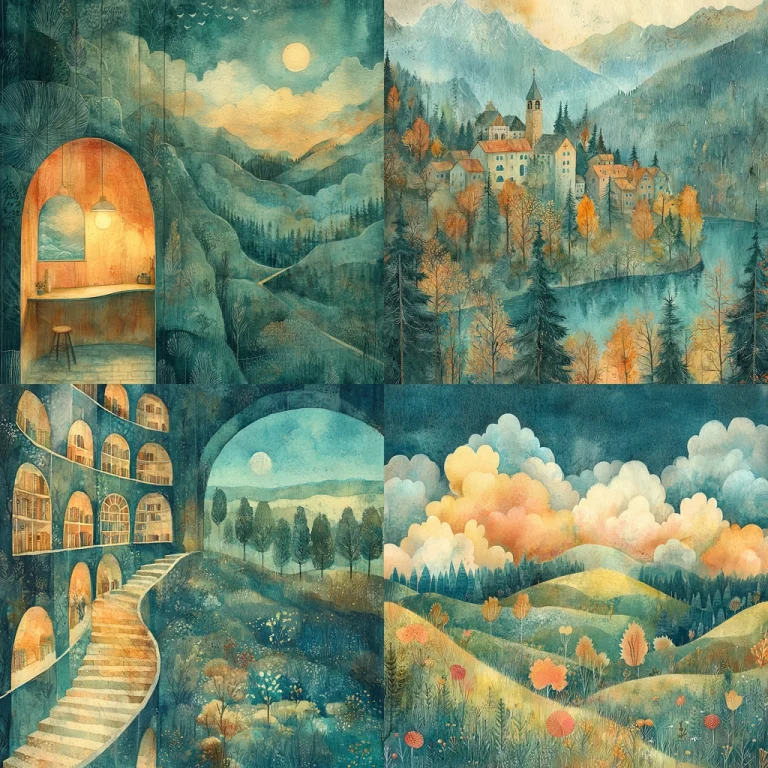 Textured Cool Tone Watercolor - Midjourney style sref code