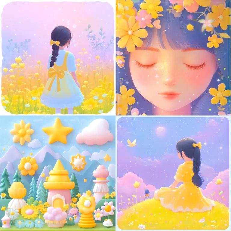 Pastel Dreamscape with Floral Accents - Midjourney style sref code