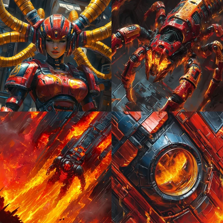 Vivid Mechanical Inferno - Midjourney style sref code